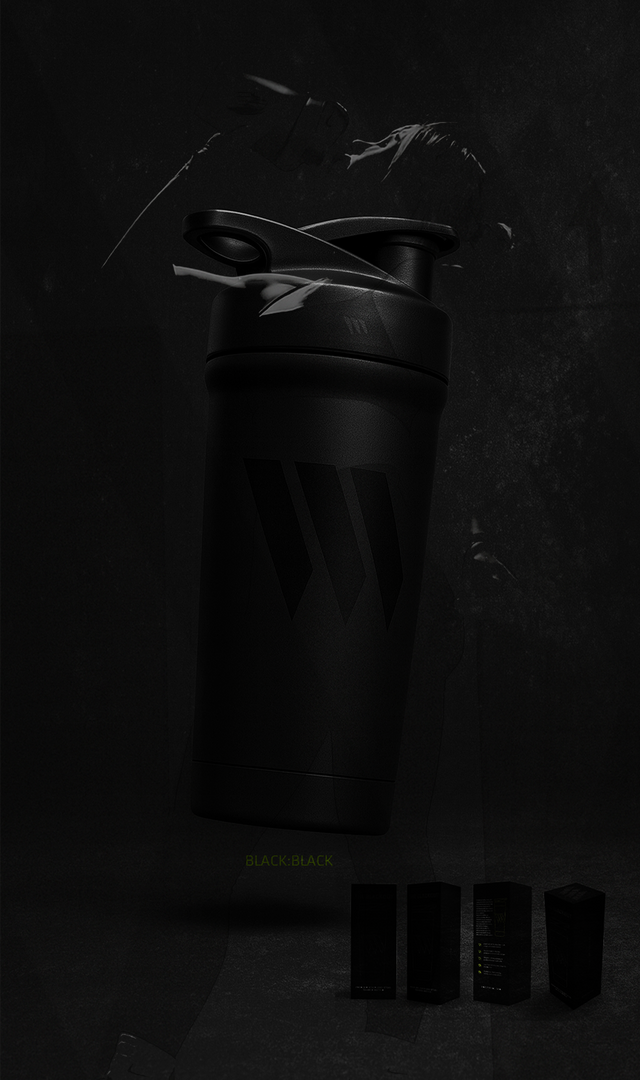 Black | Black Swolverine Stainless Steel Protein Shaker