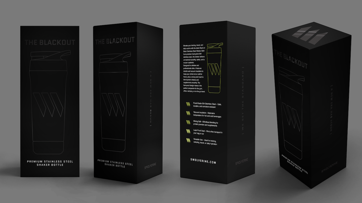 Black | Black Swolverine Stainless Steel Protein Shaker