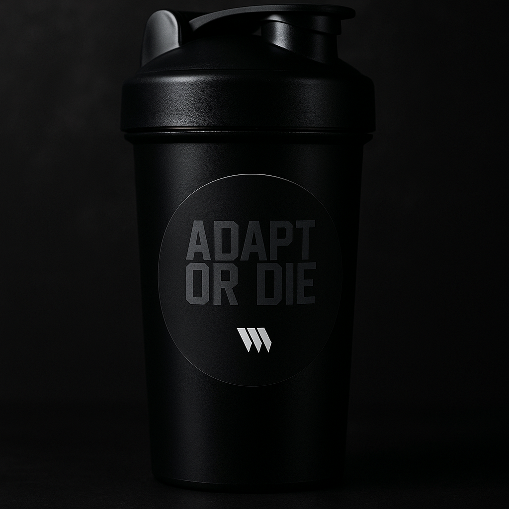 Adapt or Die Sticker – 2x2" Matte Black Circle Decal | Swolverine
