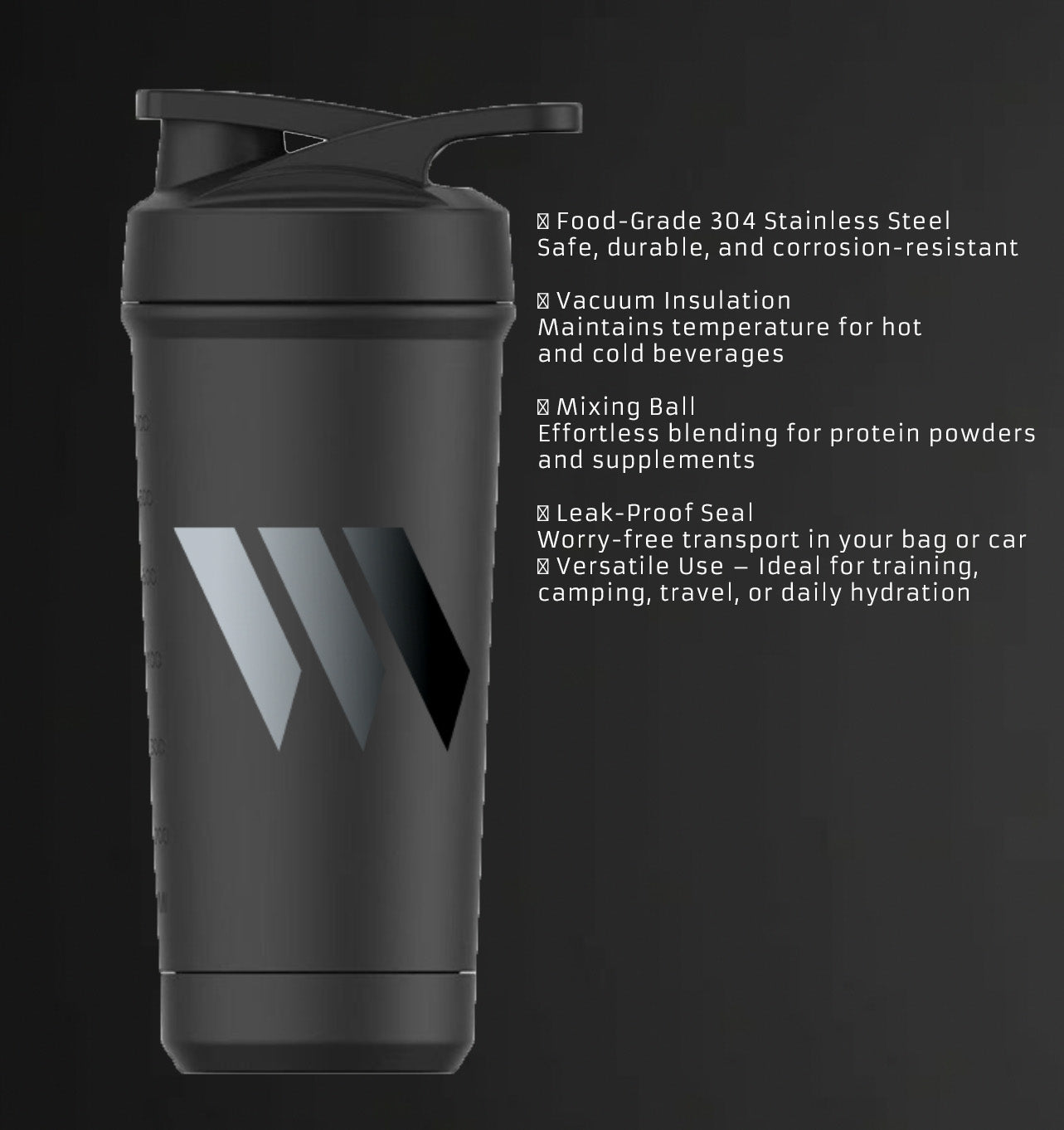 Black: Black Swolverine Stainless Steel Shaker